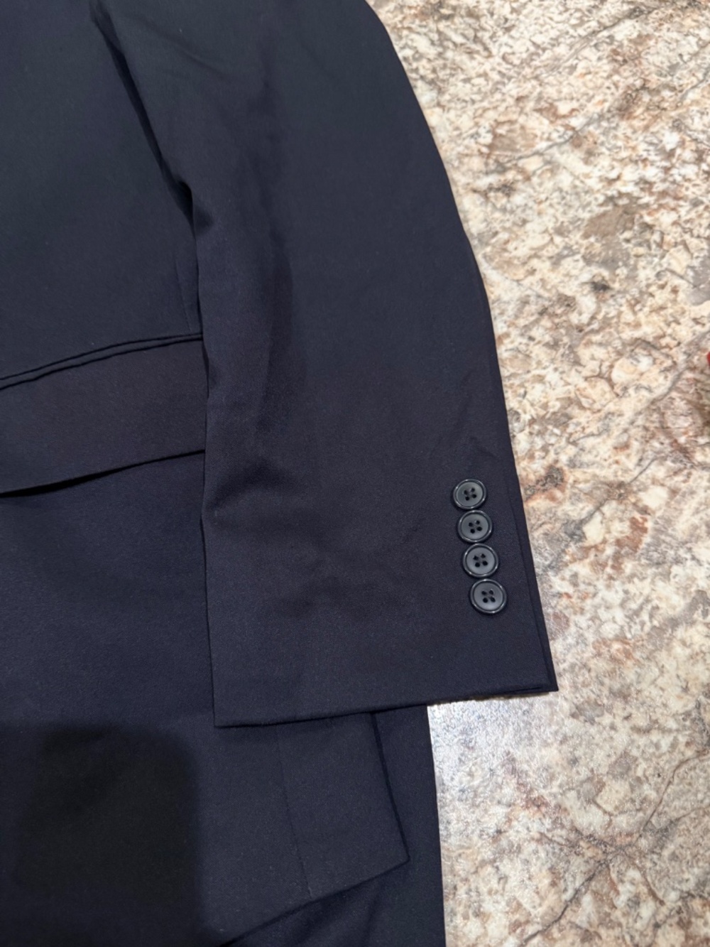 Van Heusen Mens Classic fit 2 Piece Suit 38R 35x29 Pants Navy Blue Solid Stretch - Picture 12 of 14